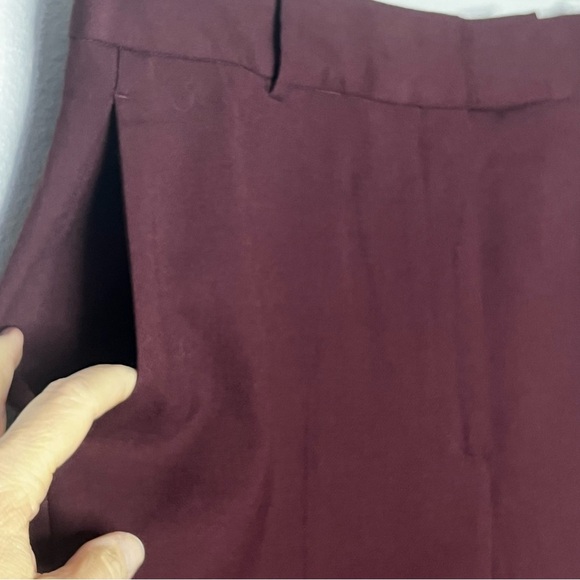 Reiss Straight Leg Cuff Ankle Crop Trouser Pant Women 8 Plum Wool Blend Career - Picture 4 of 9